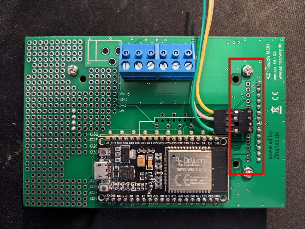 Figure 3: Use pins of the unused TFT display