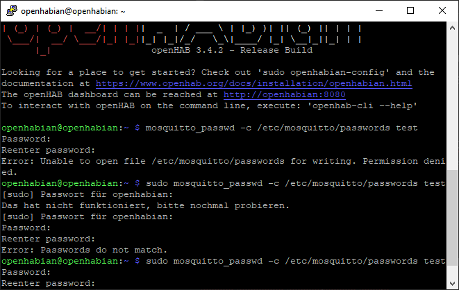 Figure 4: Create the password file with new user