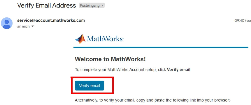 Figure 7: Verify email address (source: https://hingspeak.com)