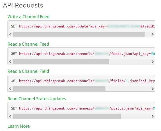 Figure 15: Access to the channel with GET (source: https://hingspeak.com)