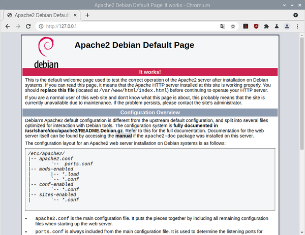 Figure 13: Page de la page par défaut Apache