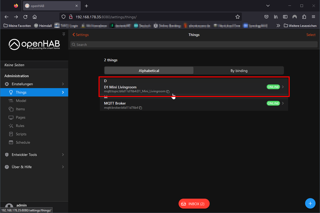 Figure 21: Select the newly created thing in the overview