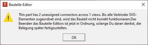 Fehlermeldung beim Schließen vom Bauteil-Editor