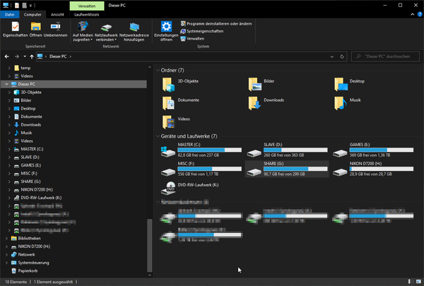 Abbildung 2: Windows Explorer mit Laufwerken
