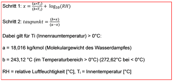 Calcul de la température de point de rosée 