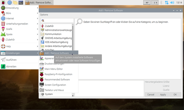 Abbildung 5: Grafischer Paketmanager vom Raspberry Pi OS