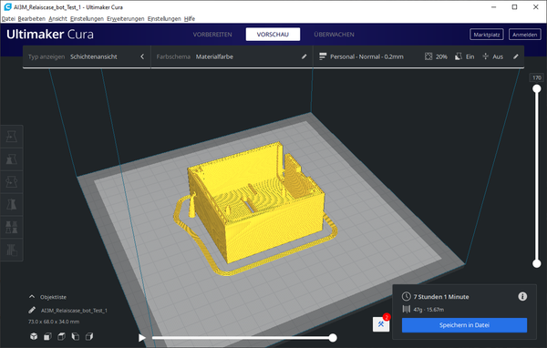 Vorschau vom Druck in Cura