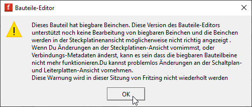 Warnmeldung von Fritzing