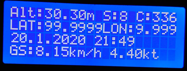 Écran LCD avec données GPS