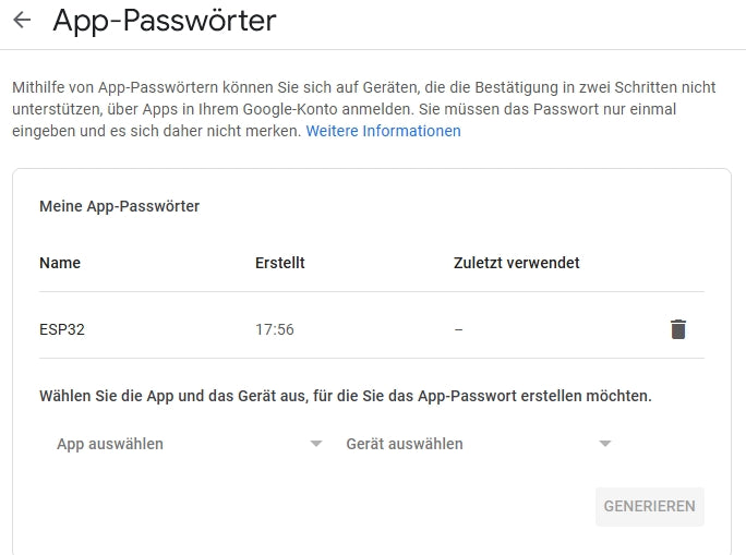 Figure 22: The app password is saved