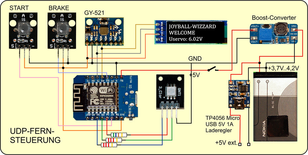 Figure 4: Remote control-circuit with battery loader and step-up converter