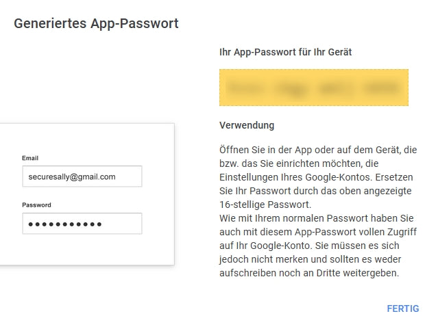 Abbildung 21: Generiertes App-Passwort merken