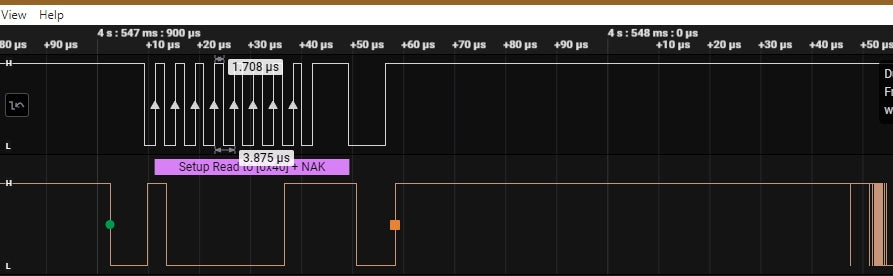 Figure 10: Reading command on the HTU21 with nack