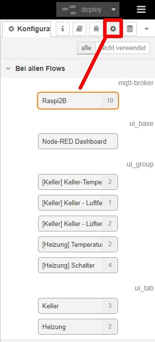 Abbildung 26: Node-RED-Applet mit Autentifizierungsdaten versehen