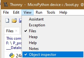 Abbildung 7: Object inspector einschalten