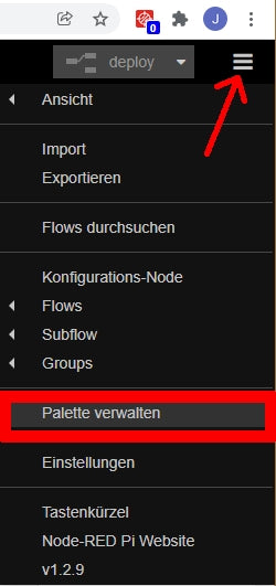 Figure 11: Manage the palette