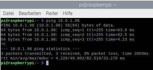 Figure 6: Ping response from DHT22 client