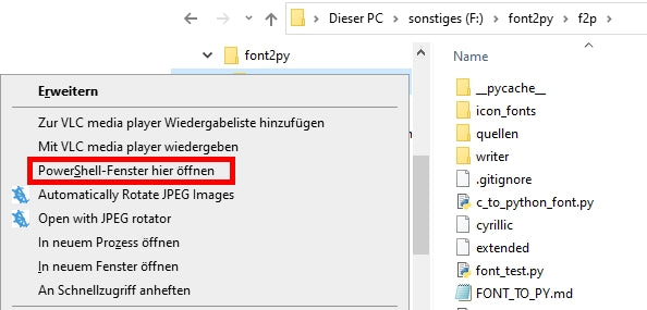 Abbildung 10: PowerShell-Fenster in Zielverzeichnis öffnen