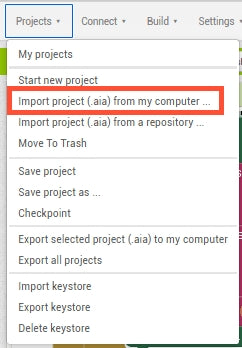 Figure 28: Import the project