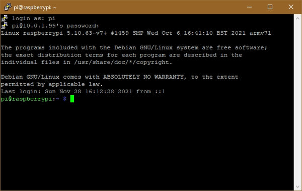 Figure 18: Putty - terminal window