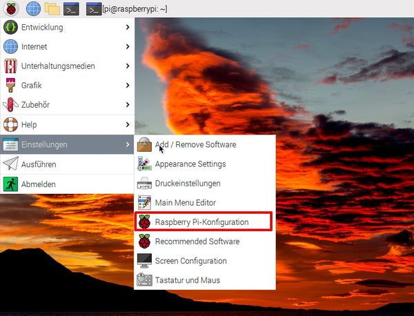 Abbildung 12: Raspi - Einstellungen aufrufen