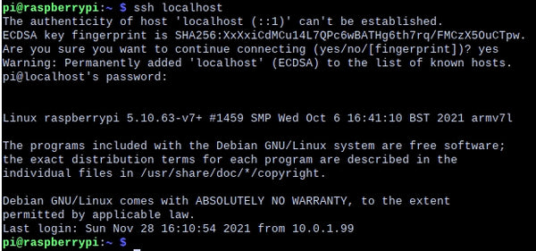 Figure 15: Raspi - SSH test