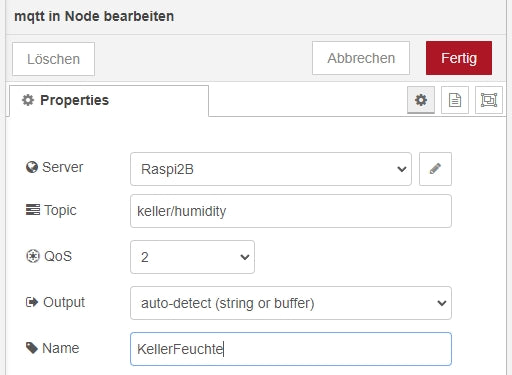 Figure 28: Relative air humidity - MQTT -NODE Properties