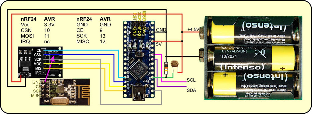 Abbildung 7: Schaltung mit Nano V3 - 5V-Versorgung