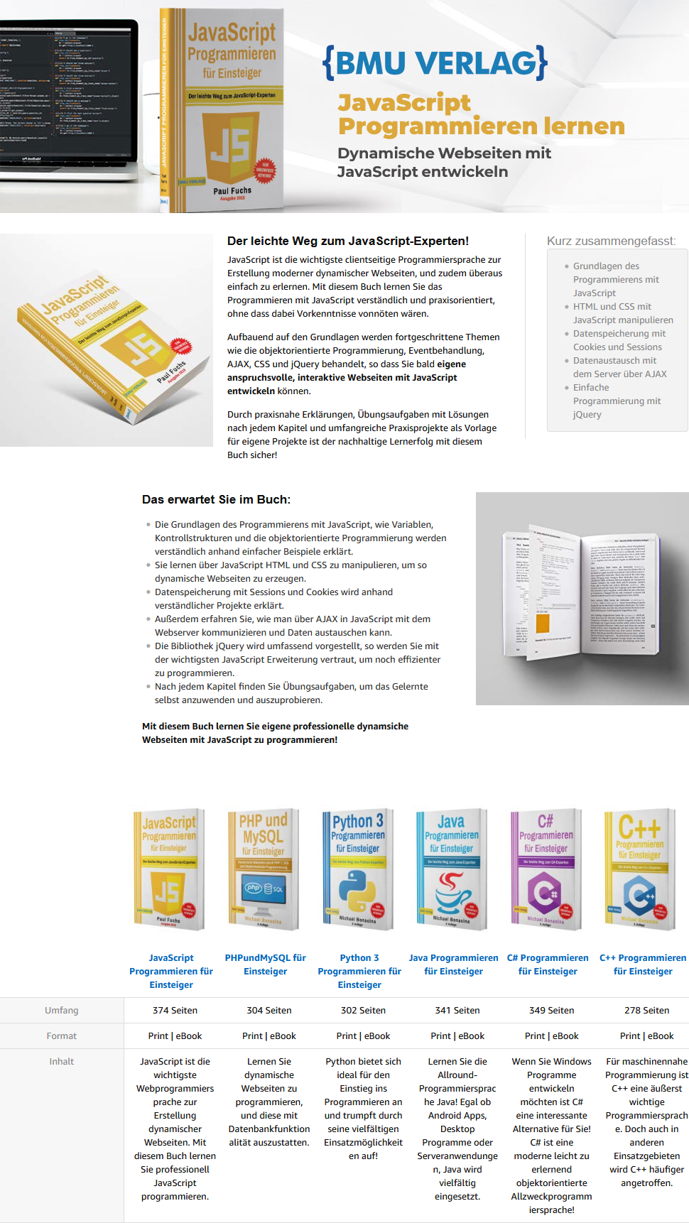 Imparare a programmare Javascript Michael Bonacina libro BMU Verlag