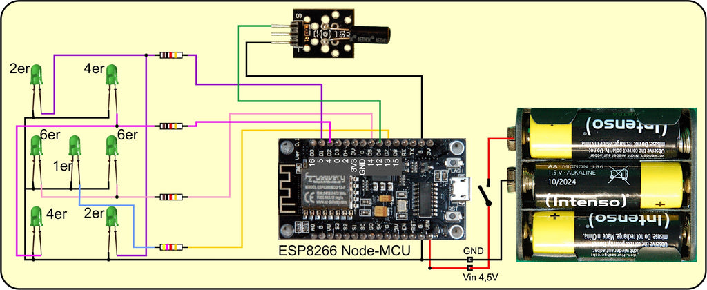 Abbildung 3: Würfel mit LEDs und ESP8266