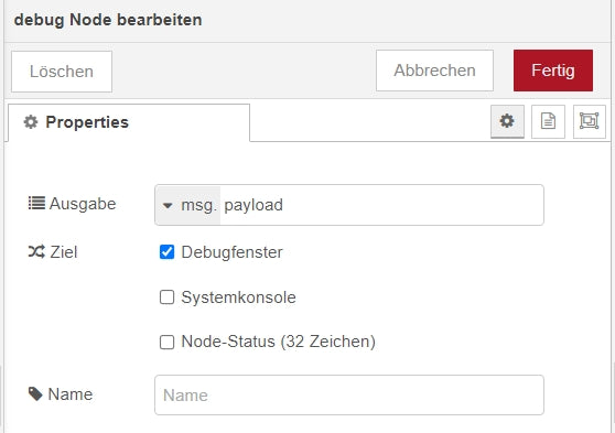 Figure 24: Edit debug node