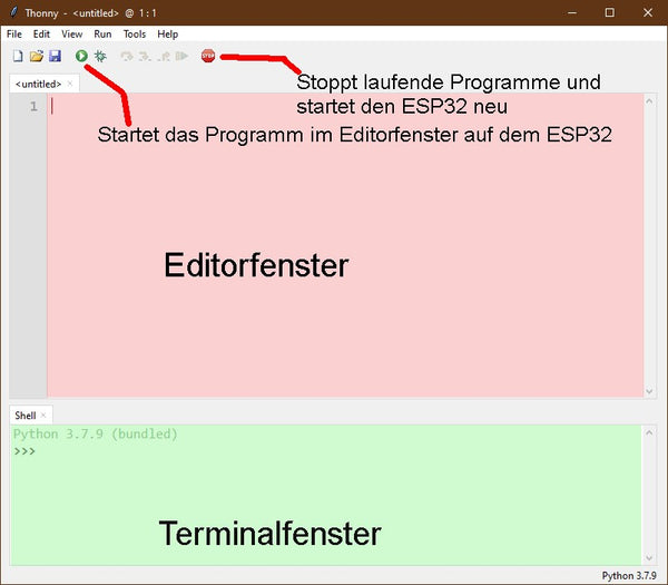 Thonny Editor und Terminal