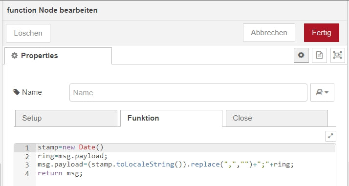 Abbildung 22: function Node bearbeiten