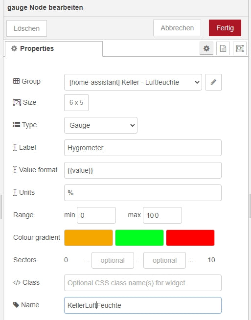 Figure 31: Edit Gauge -Node - Properties of the Display