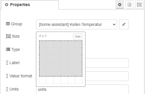 Figure 19: Edit Gauge -Node - Determine the size of the display