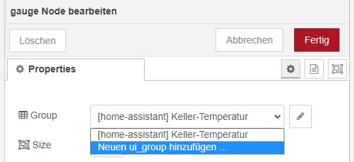 Figure 29: Edit Gauge -Node - generate a new group