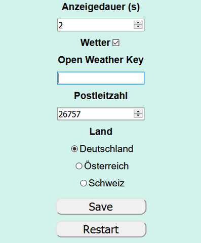 wetter konfiguration