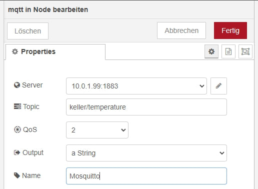 Figure 8: MQTT properties filled out