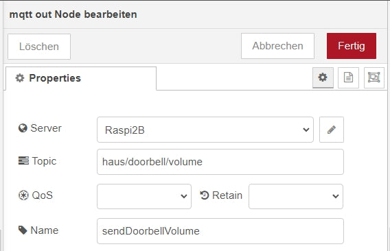 Abbildung 20: mqtt out Node bearbeiten