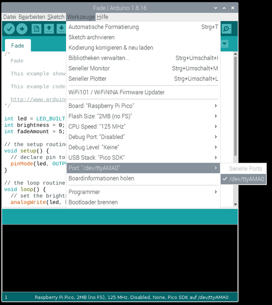 Arduino IDE Raspi OS