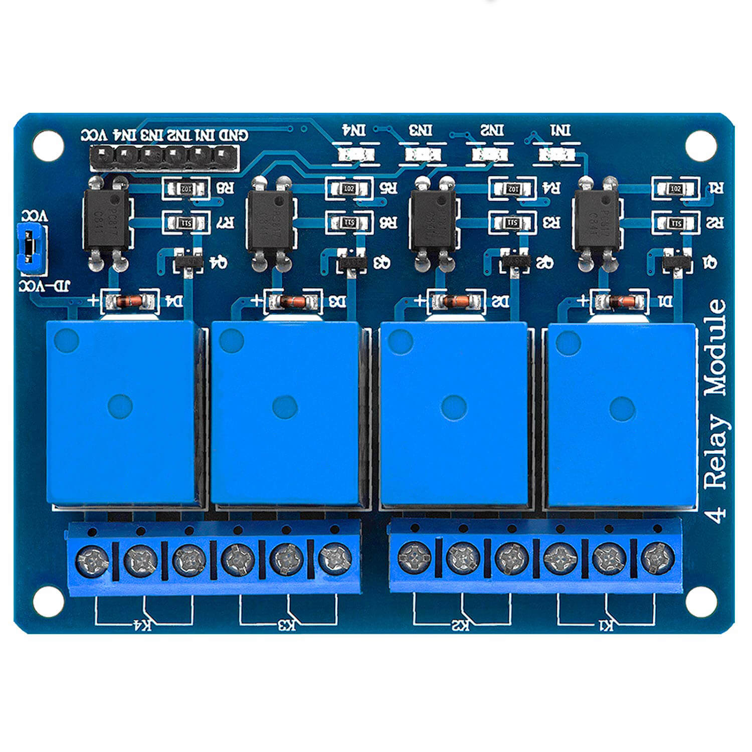 Yizhet 2 pcs 5V Module Relais DC 5V 230V 4 Canaux Module Relais avec  Optocoupleur pour Raspberry Pi Arduino UNO R3 Mega 2560 1280 DSP Arm PIC  AVR