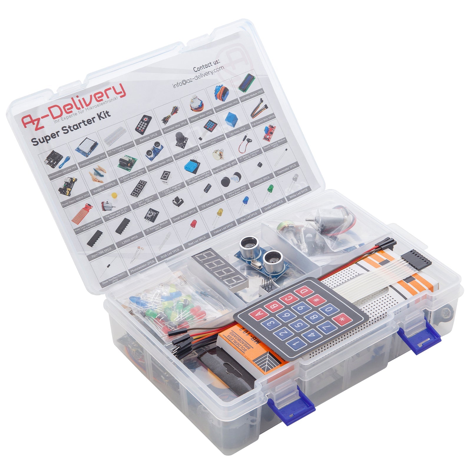 Kit de démarrage électronique Kit de microcontrôleur, module d'alimentation,  servo, kit de capteur de moteurs de courant de courant et direct compatible  avec Arduino