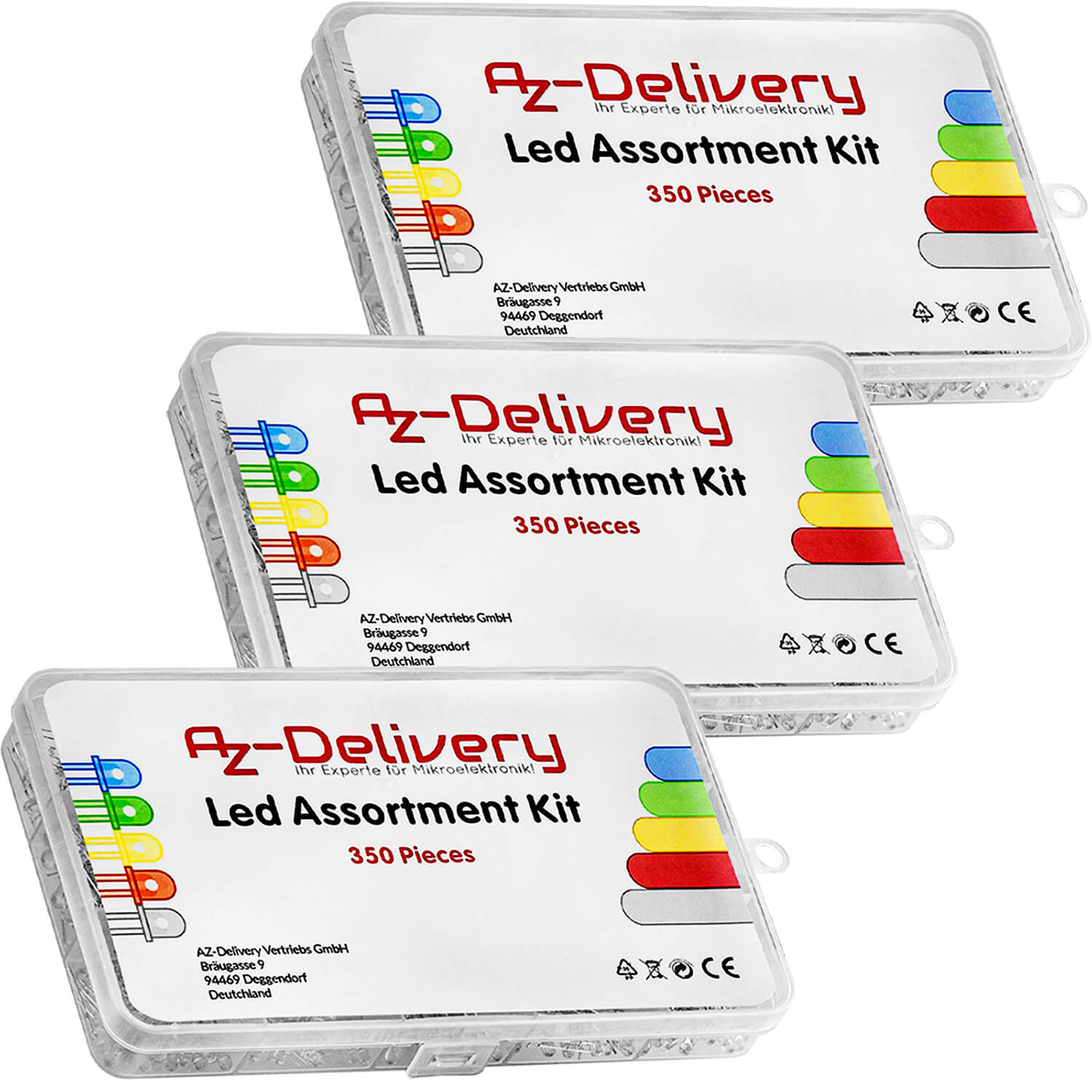 LED Leuchtdioden Sortiment Kit, 350 Stück, 3mm & 5mm, 5 Farben