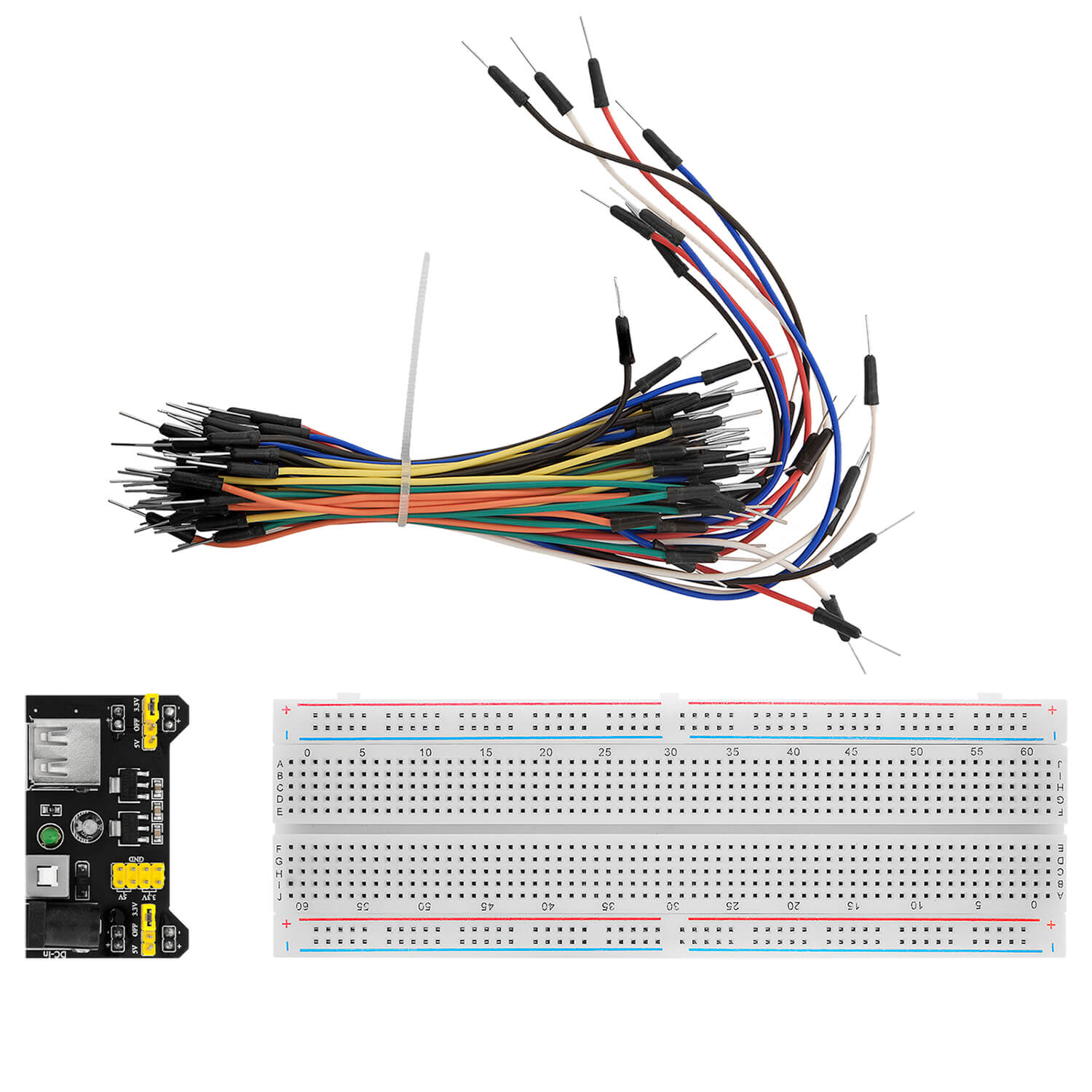 AZDelivery MB 102 Kit Électronique: Platine d'essai à 830 Points Breadboard  + Adaptateur Secteur (3,3V/5V) + 65 Morceaux de câbles Compatible avec  Arduino et Raspberry Pi incluant Un E-Book! : : Informatique