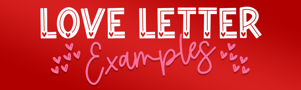 A red background with the words love letter examples
