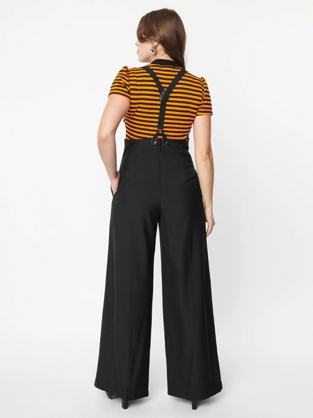 H＞GABA HIGH WAIST SUSPENDERS PANTS 38-