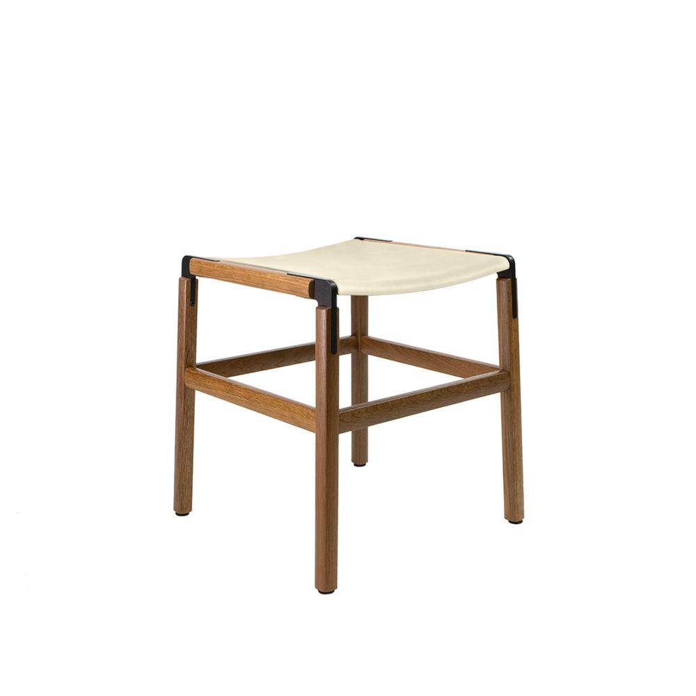 Shorty - Oxidized Oak, Black, PVT Leather, Seat Only, Ivory