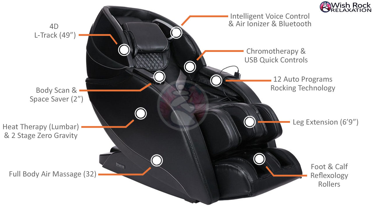 Bestmassage 4D Massage Chair,Full Body Zero Gravity Recliner Chair with Smart Large Screen Bluetooth Heat Foot Roller,Black