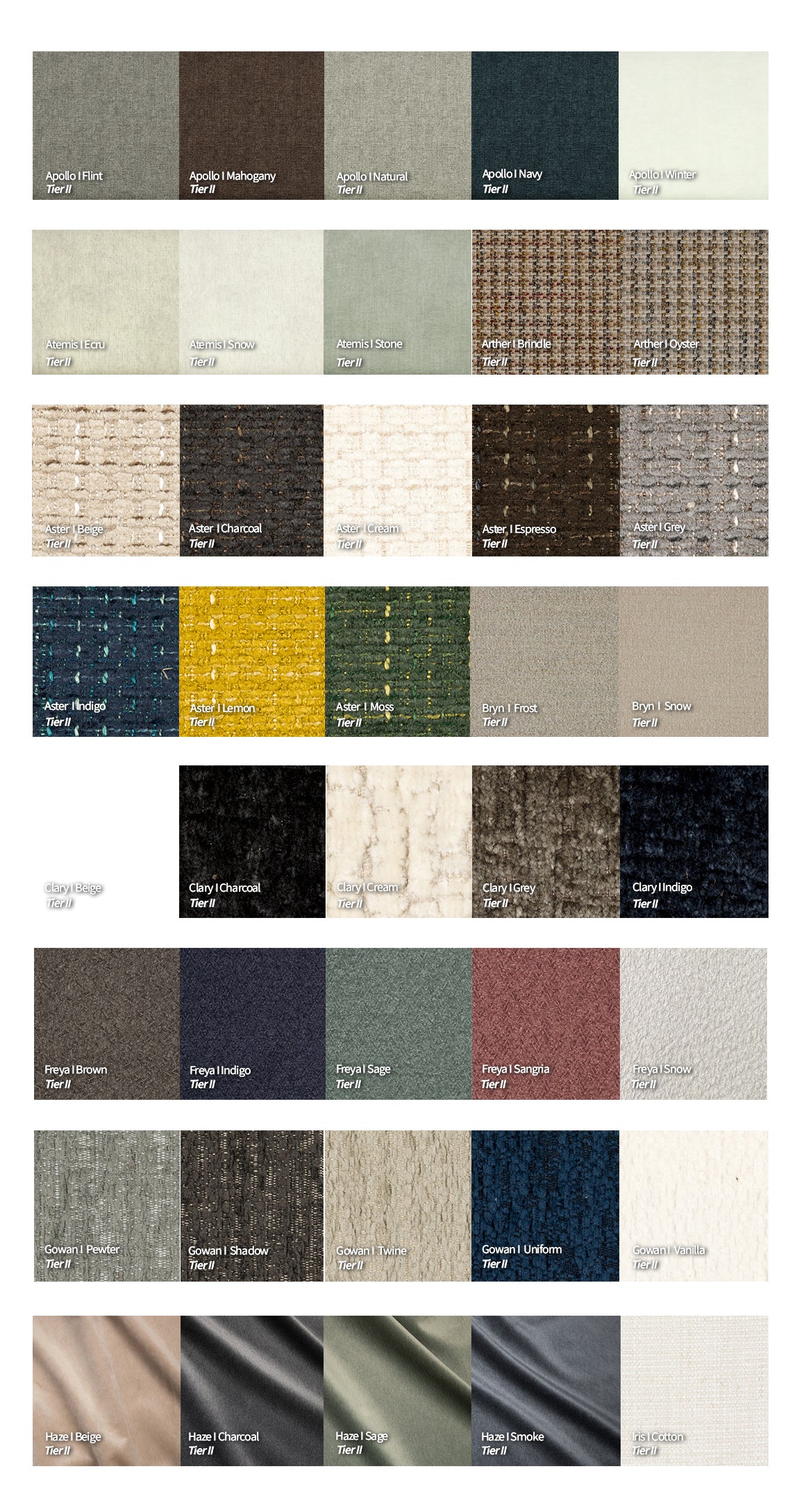 AMERICAN LEATHER FABRIC SWATCHES TIER II - APOLLO COVER