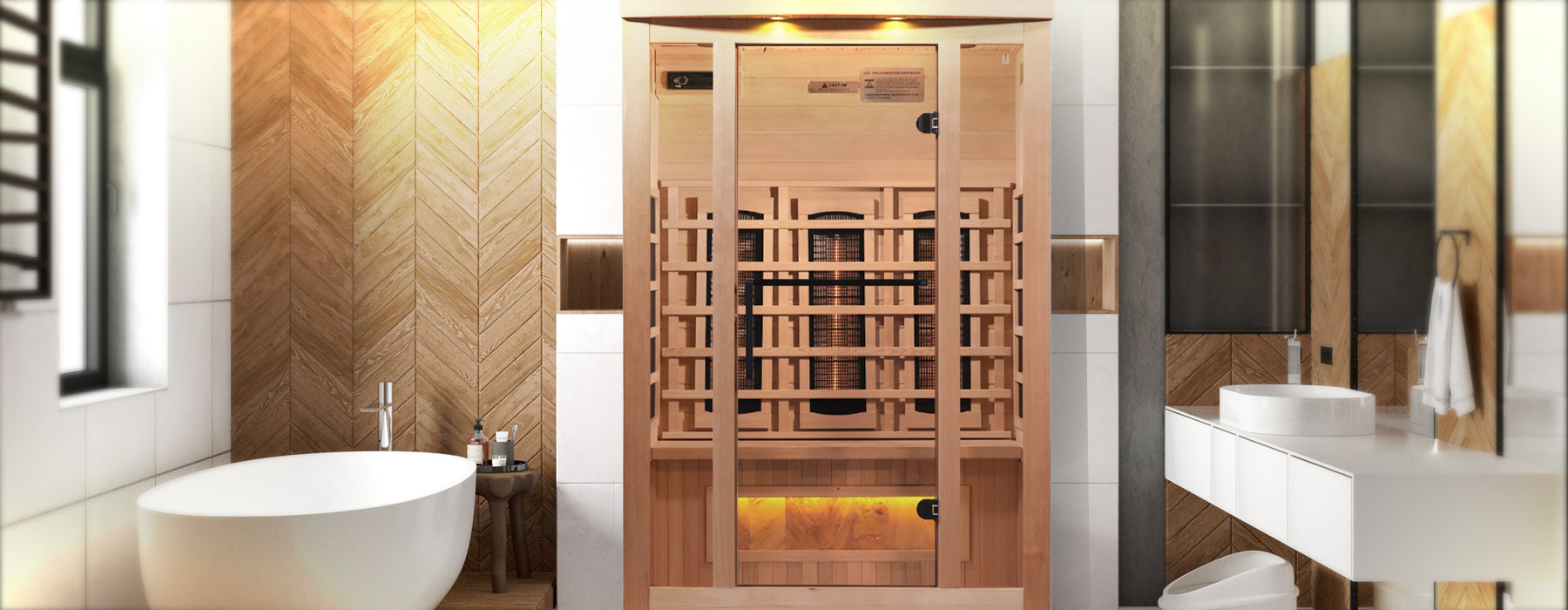 Golden Designs 2-Person Full Spectrum PureTech™ Near Zero EMF FAR Infrared Sauna - Canadian Hemlock